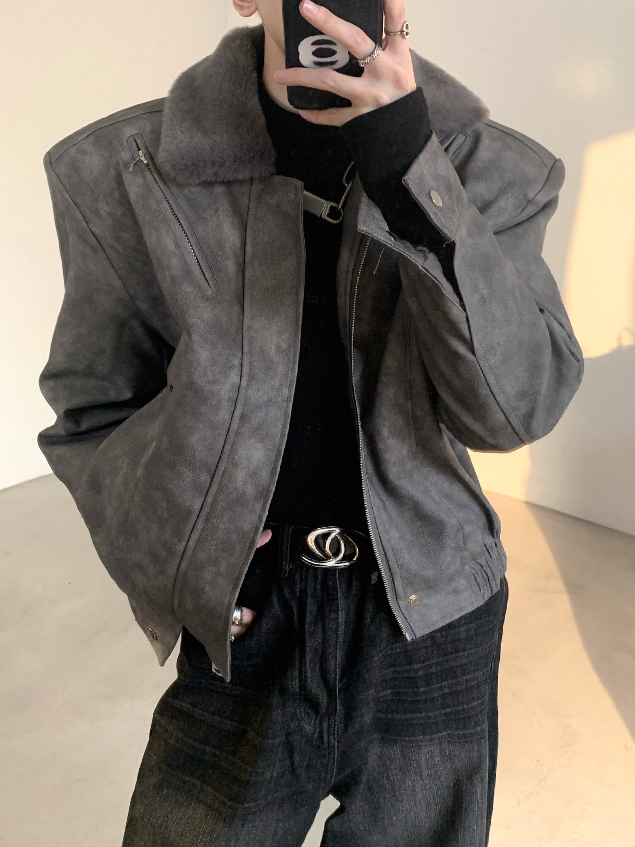 【23s December.】Fur Paneled Thickened Short Jacket-IYAMIUIO