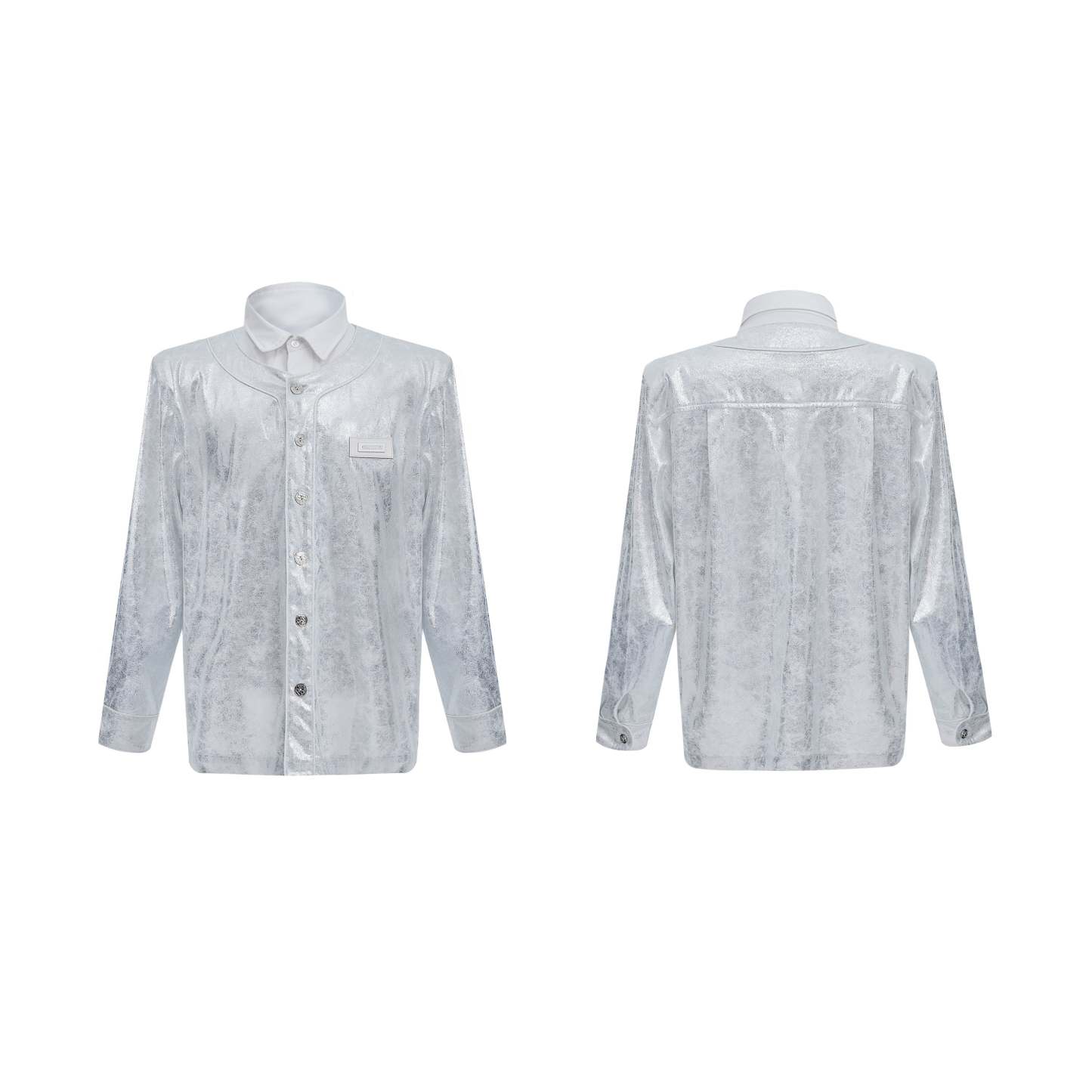 【24s Oct.】Liquid Texture Shiny Shoulder Pad Elegant Shirt-IYAMIUIO
