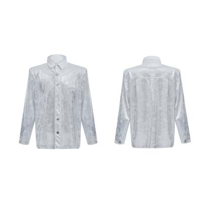 【24s Oct.】Liquid Texture Shiny Shoulder Pad Elegant Shirt-IYAMIUIO