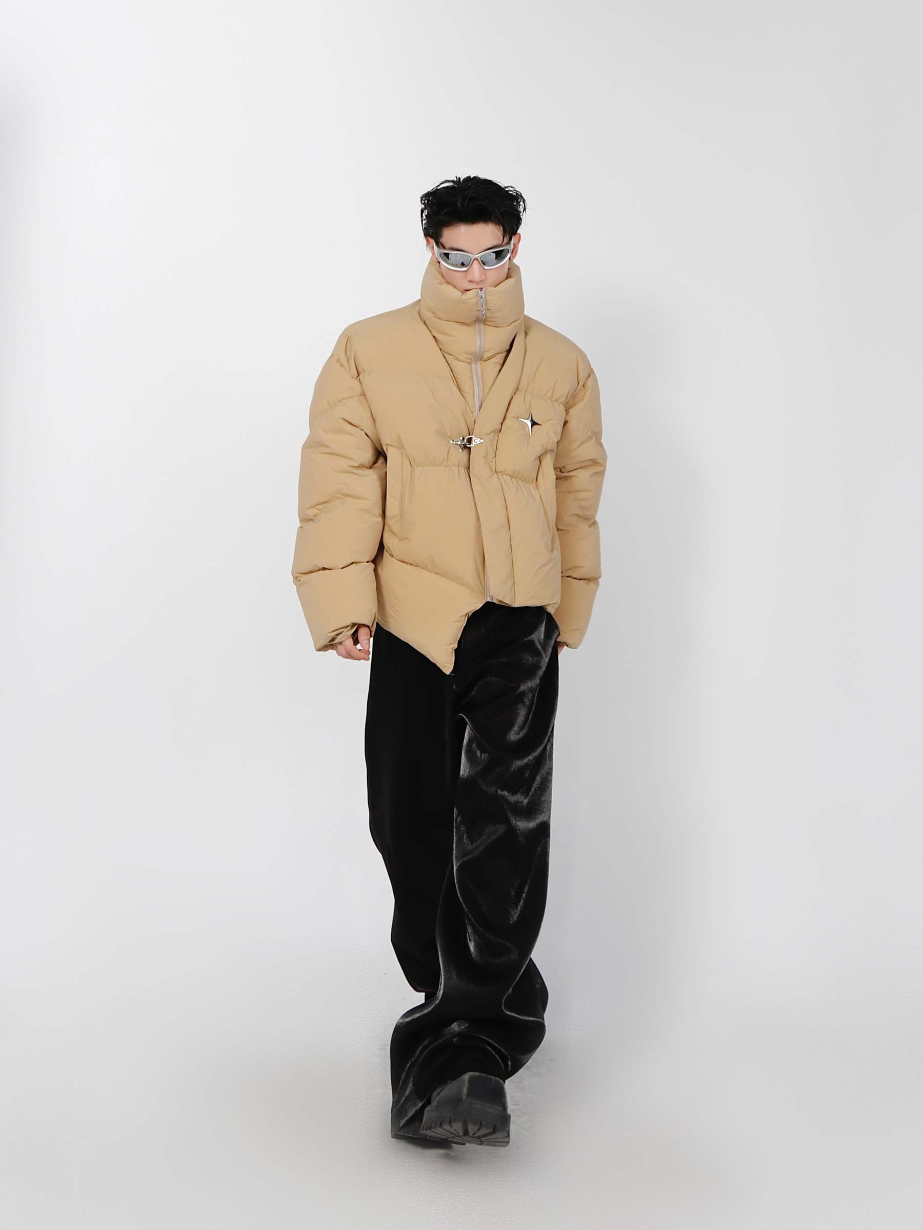 High Neck Asymmetrical Design Winter Coat-IYAMIUIO