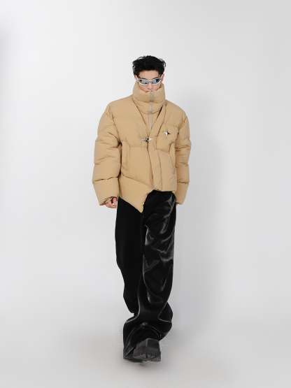 High Neck Asymmetrical Design Winter Coat-IYAMIUIO