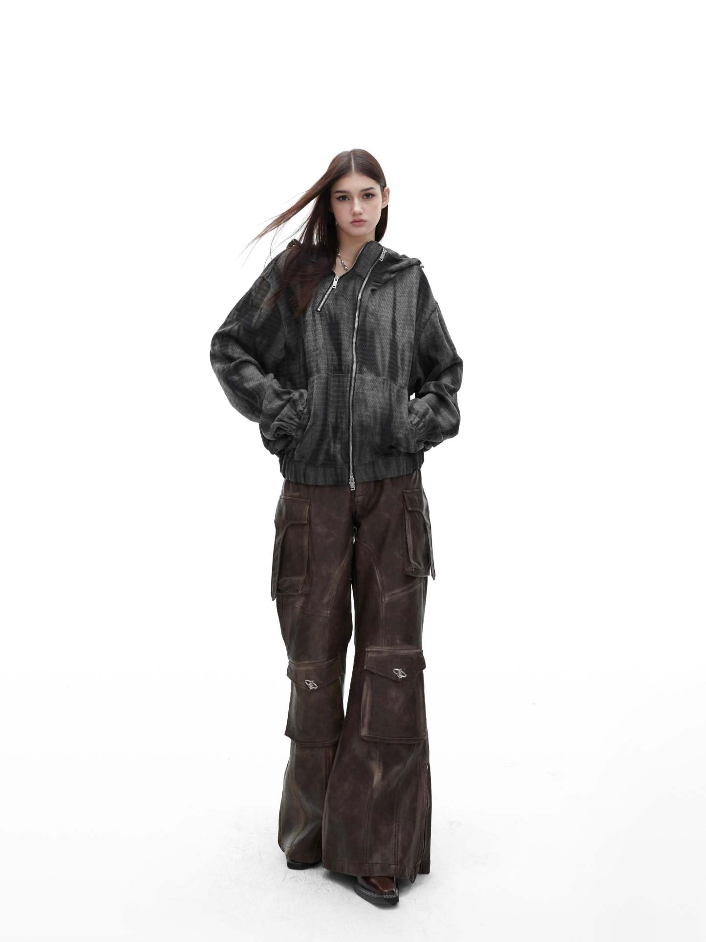 【24s January.】Retro Graffiti Metallic Hooded Sweatshirt-IYAMIUIO