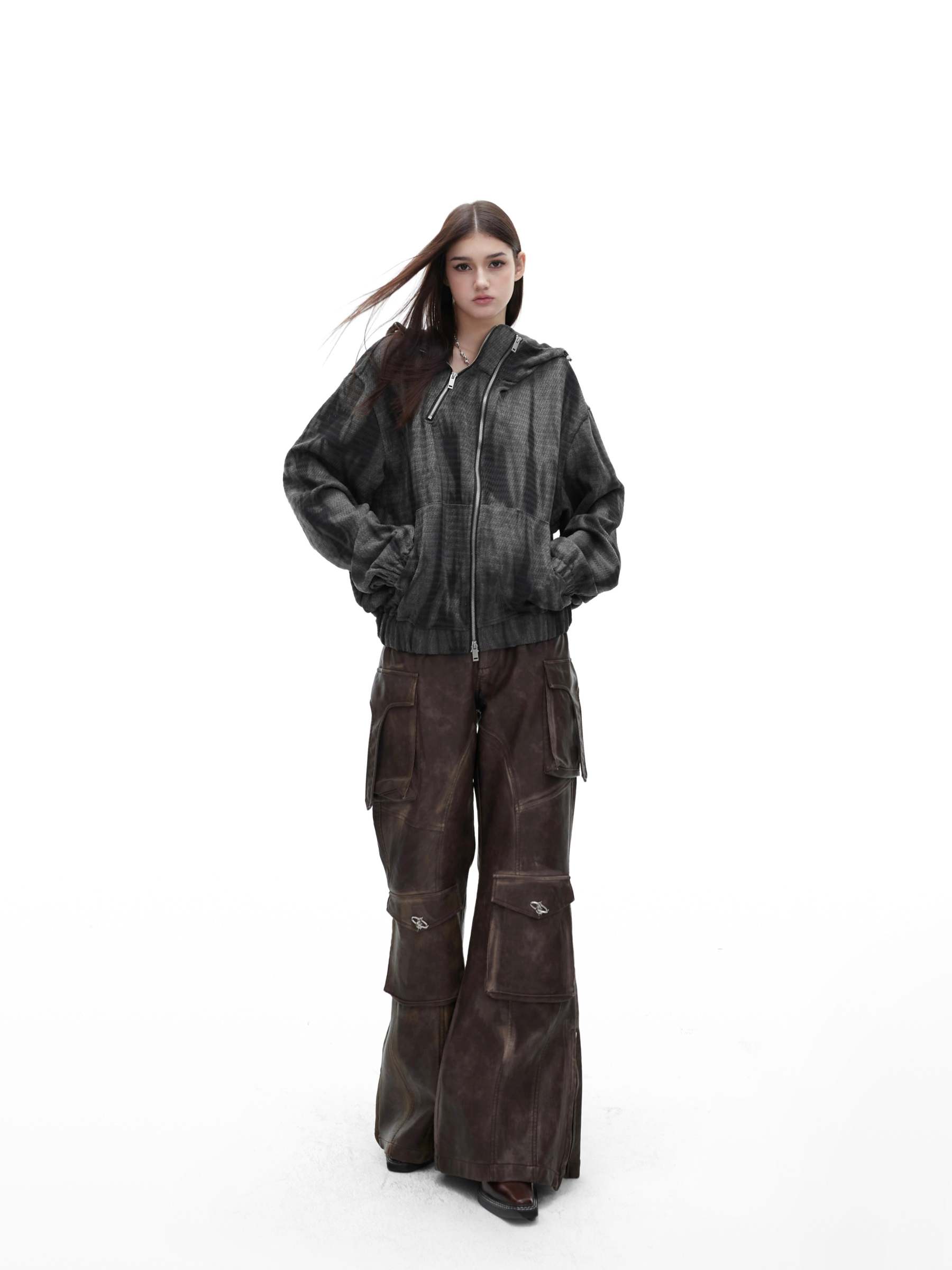 【24s January.】Retro Graffiti Metallic Hooded Sweatshirt-IYAMIUIO