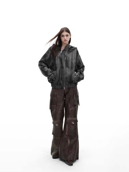 【24s January.】Retro Graffiti Metallic Hooded Sweatshirt-IYAMIUIO