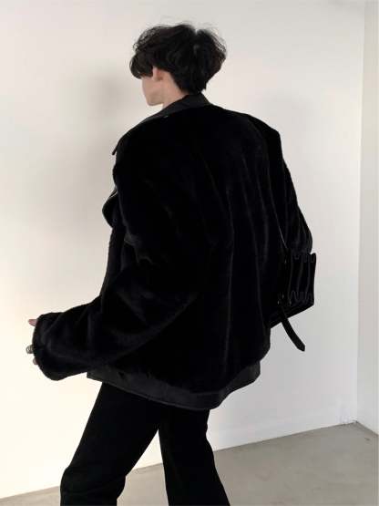 【23s December.】Vintage Motorcycle Mink Jacket-IYAMIUIO