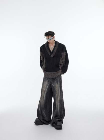 【23s September.】Plush V-neck Loose Sweater-IYAMIUIO