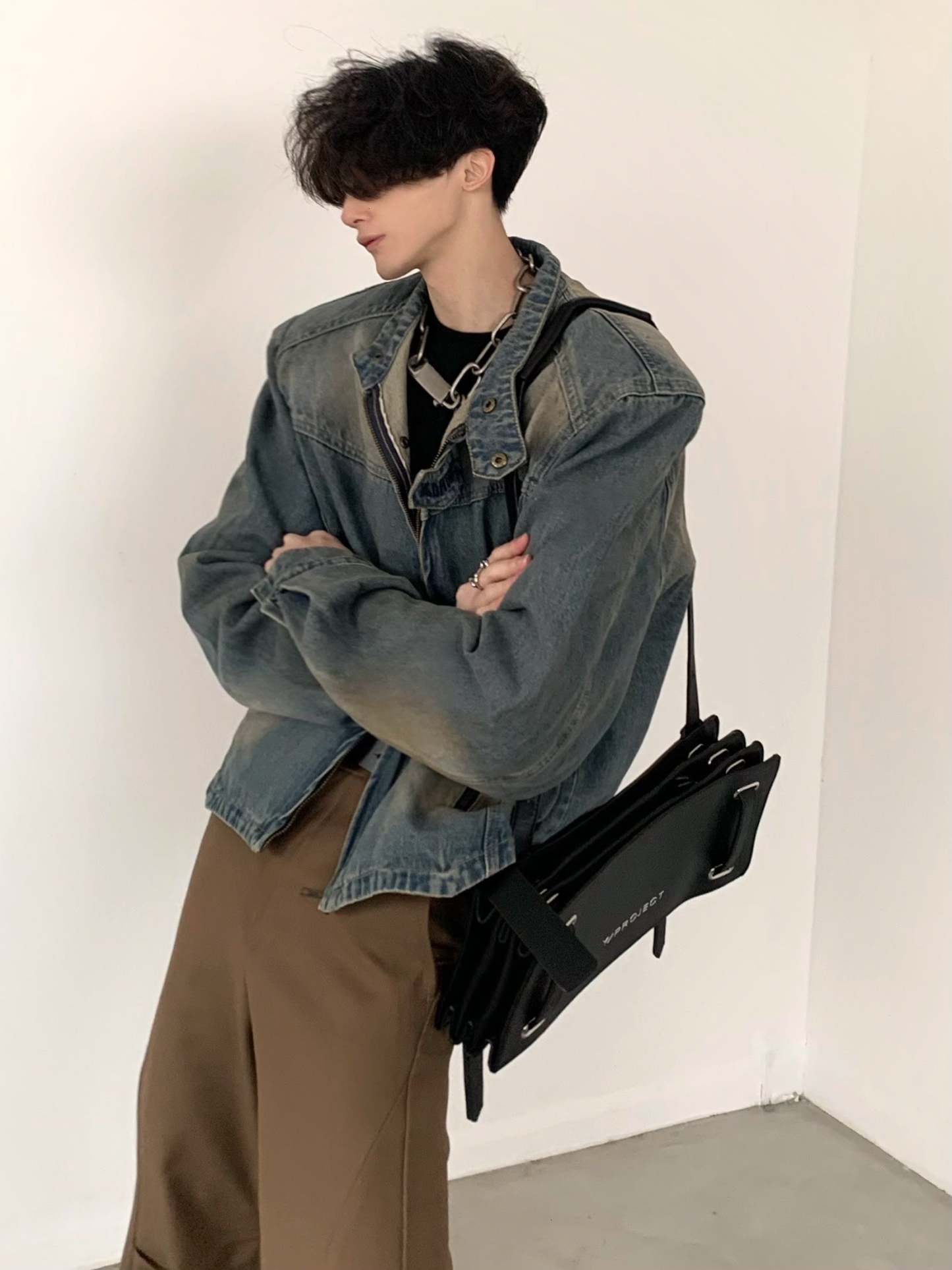 【24s March.】Retro Shoulder Padded Denim Premium Jacket-IYAMIUIO