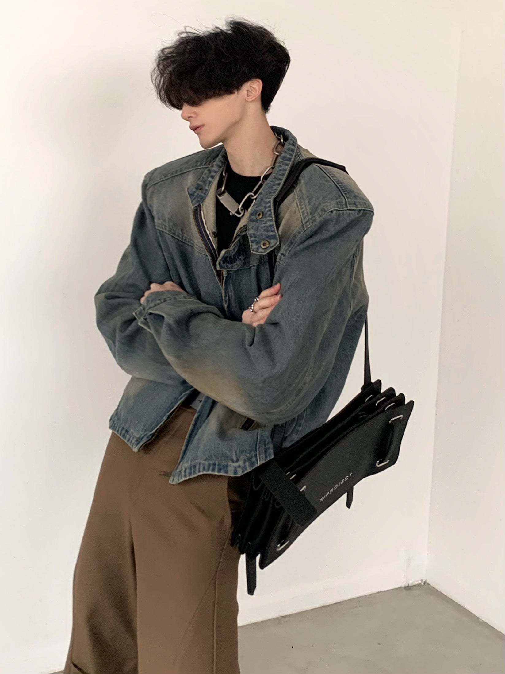 【24s March.】Retro Shoulder Padded Denim Premium Jacket-IYAMIUIO