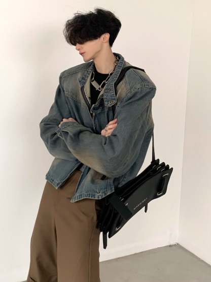 【24s March.】Retro Shoulder Padded Denim Premium Jacket-IYAMIUIO