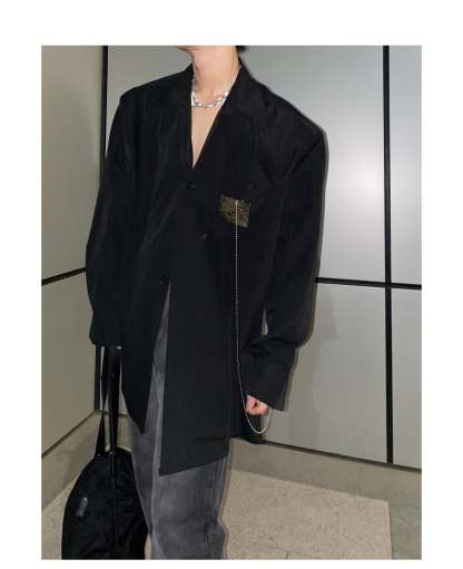 Men's Fashionable Long Sleeve White Shirt-IYAMIUIO