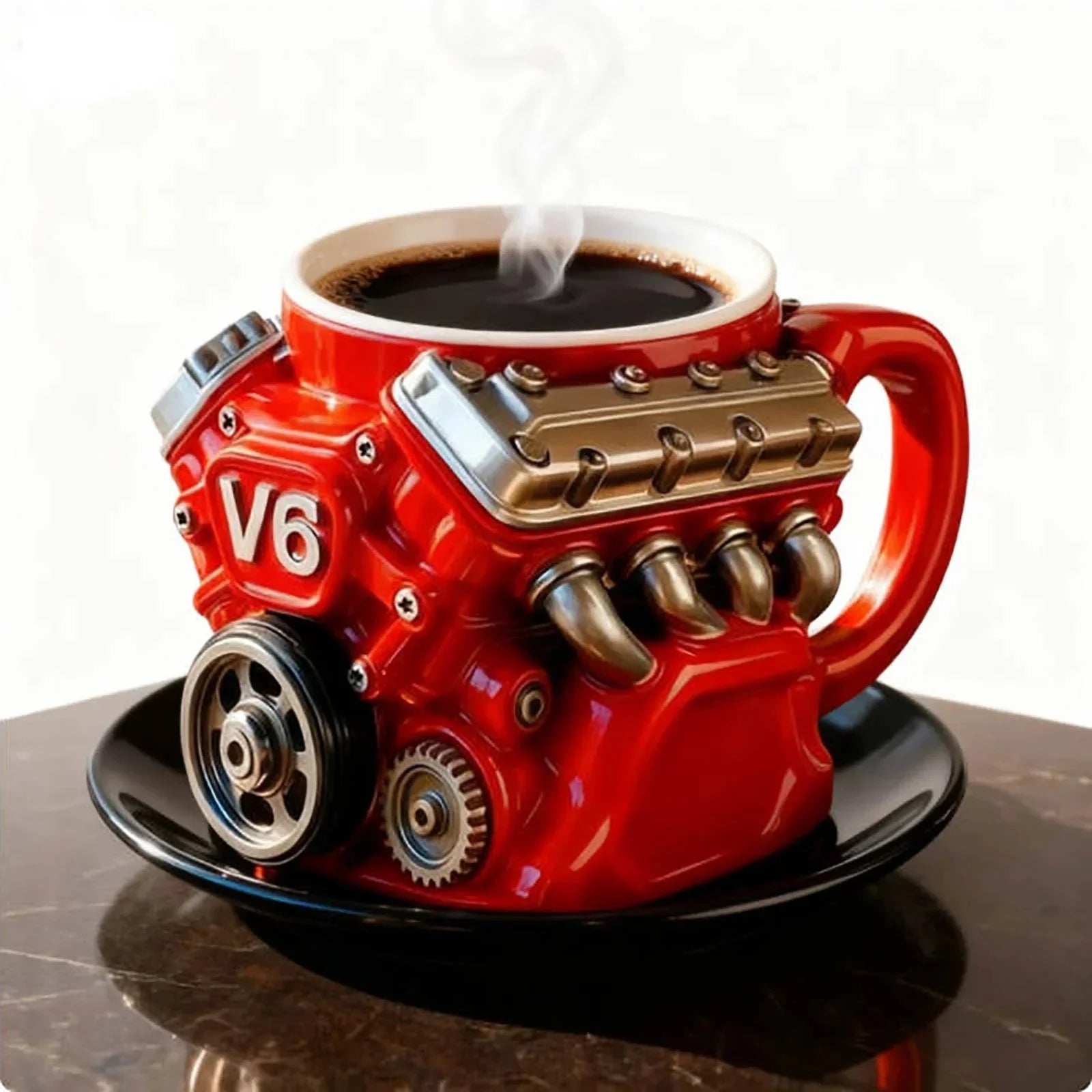 Retro Engine Coffee Mug, V8 Engines Stainless Steel Cup