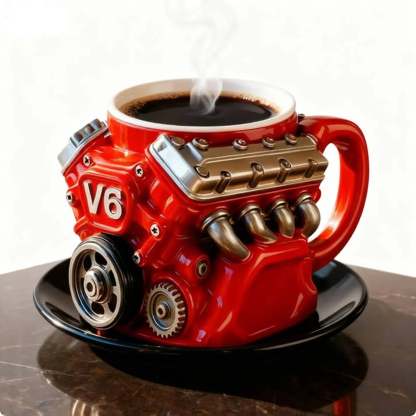 Retro Engine Coffee Mug, V8 Engines Stainless Steel Cup