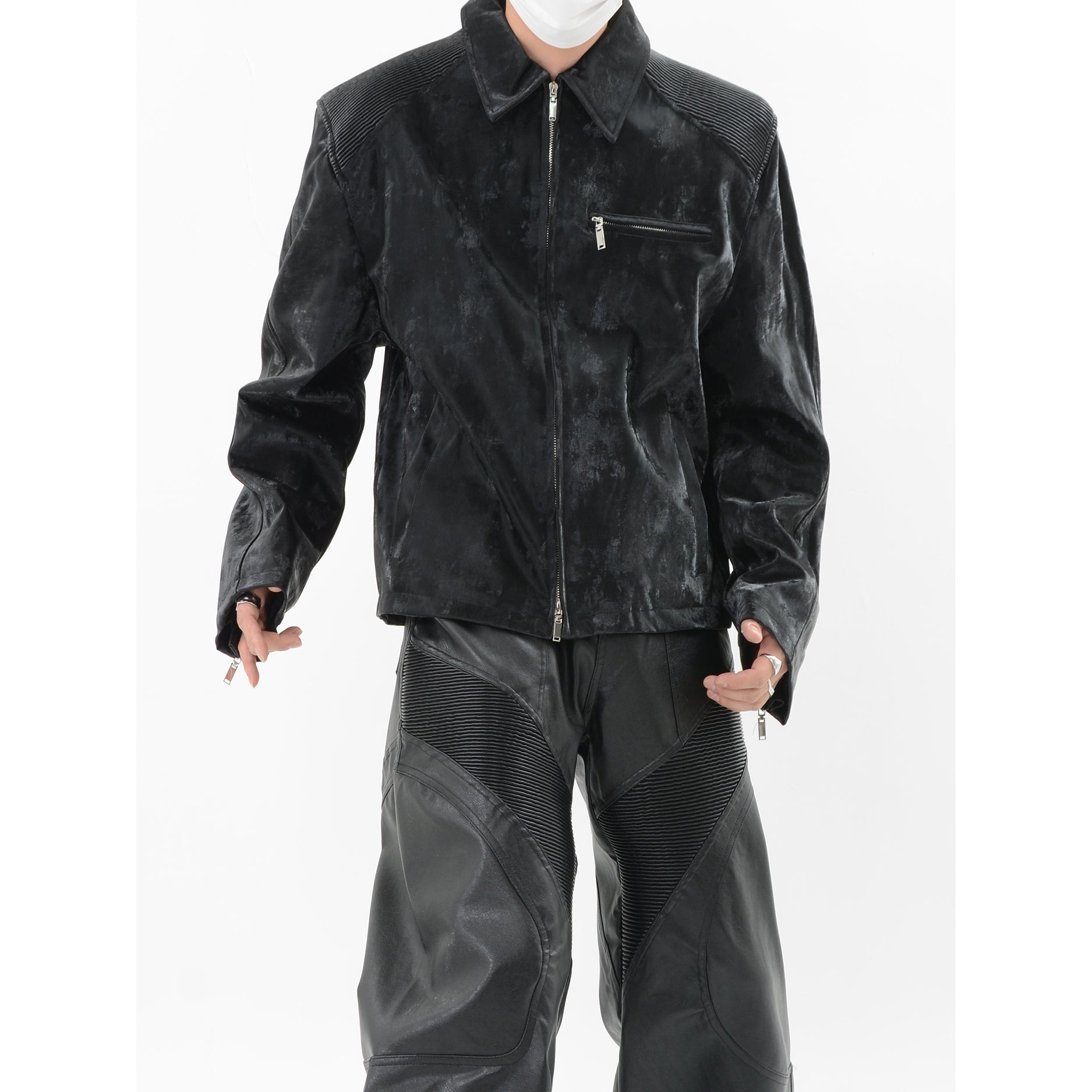 【24s Sep.】PU Leather Patchwork Jacket-IYAMIUIO