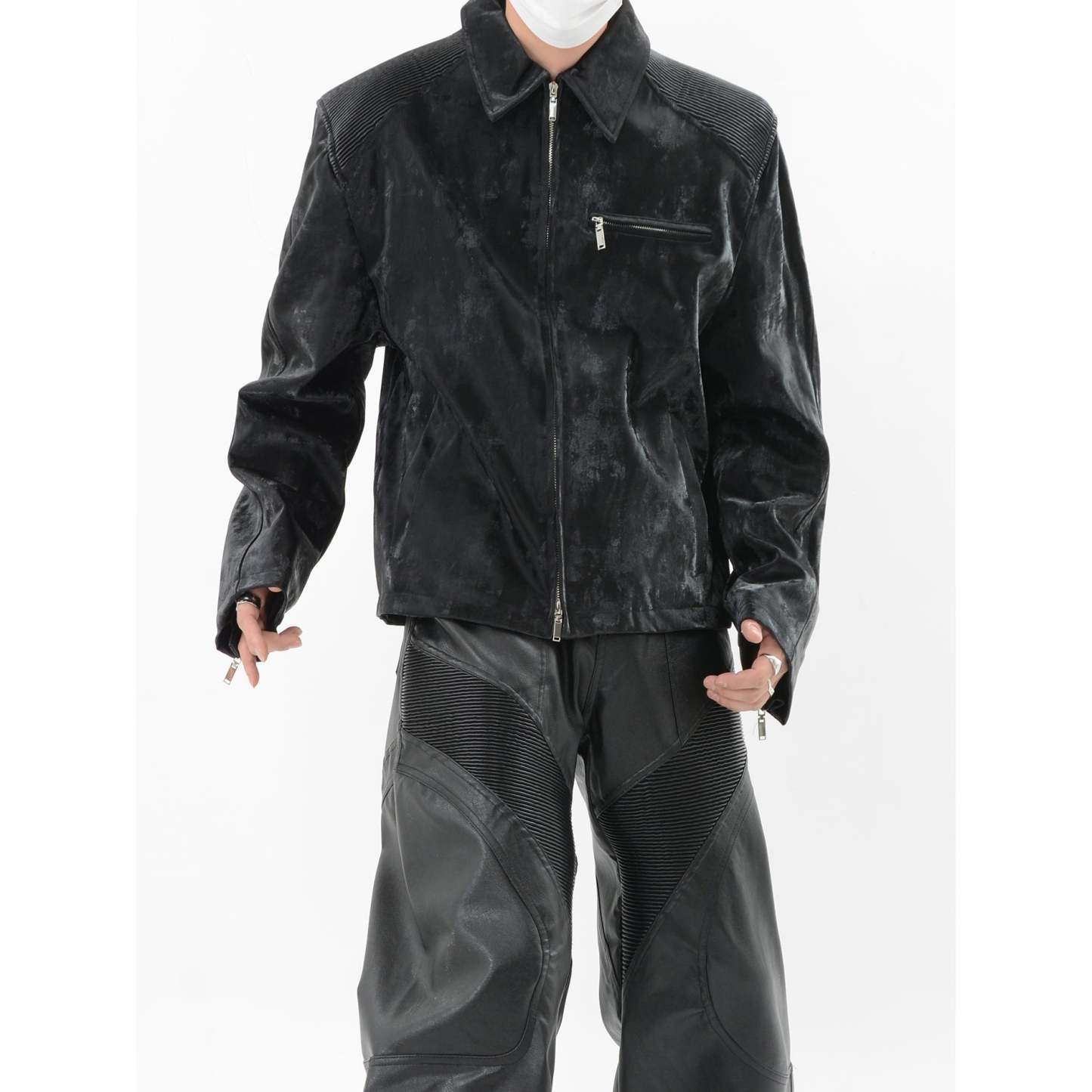 【24s Sep.】PU Leather Patchwork Jacket-IYAMIUIO