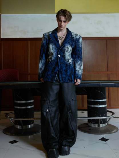 【24s Oct.】Tie-Dye Shoulder Denim Blazer-IYAMIUIO