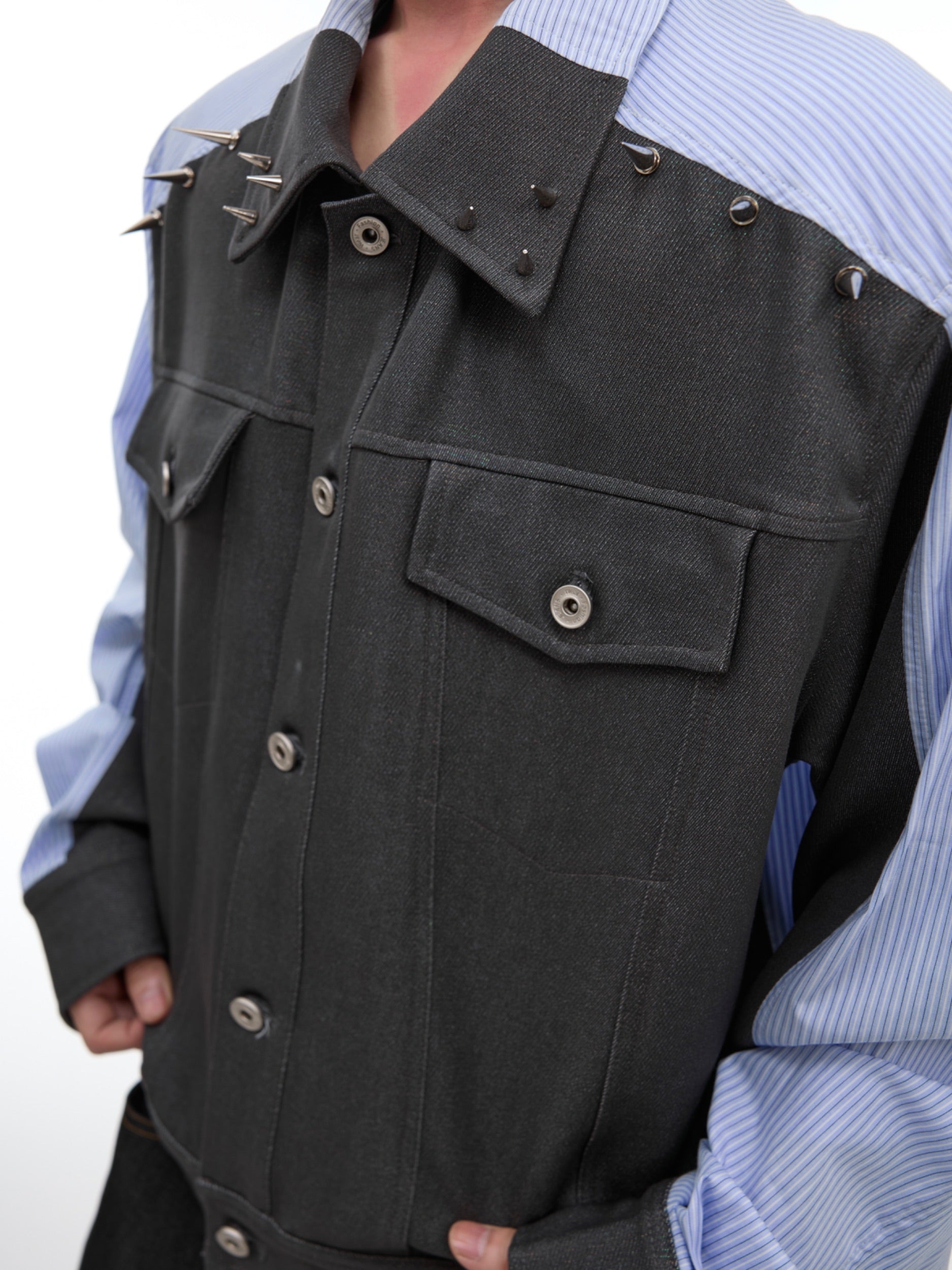 【24s Oct.】Studded Deconstructed Irregular Shirt-IYAMIUIO