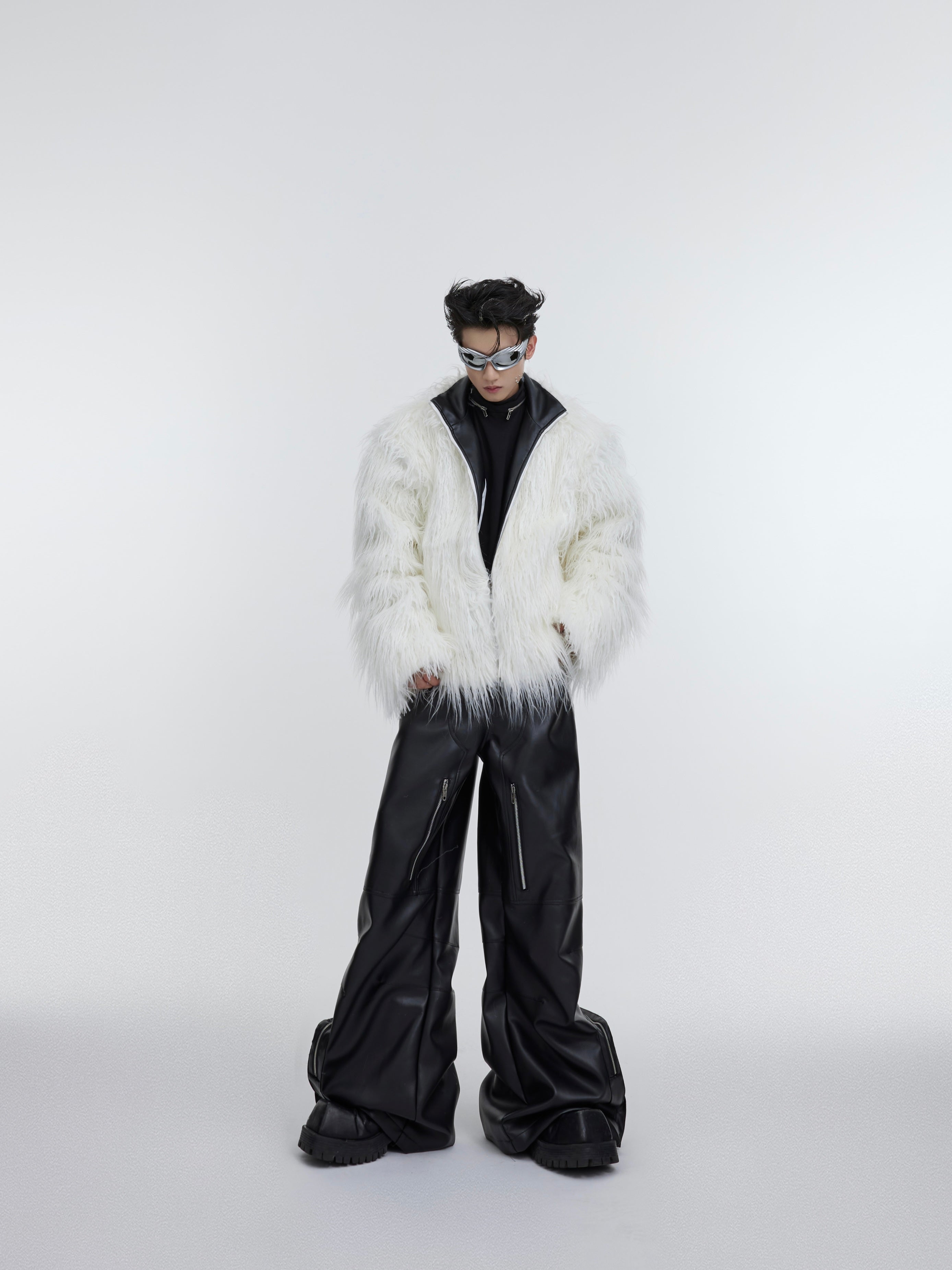 【23s October.】Corrugated Plush Leather Cotton Jacket-IYAMIUIO