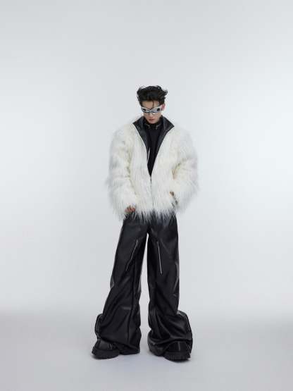 【23s October.】Corrugated Plush Leather Cotton Jacket-IYAMIUIO