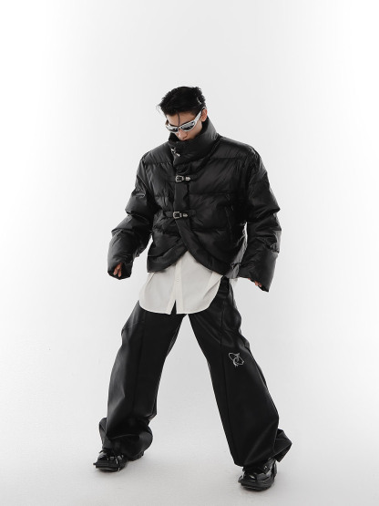 Irregular Leather Jacket-IYAMIUIO