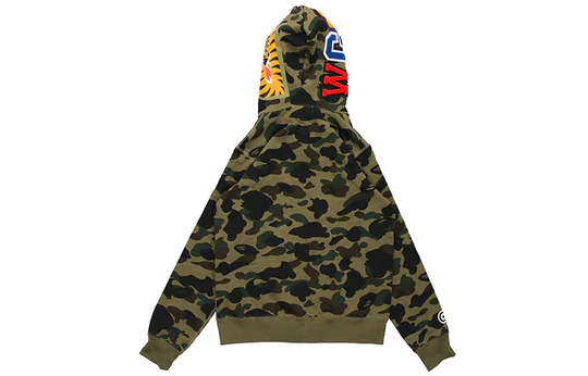 A Bathing Ape Camo Shark Full Zip Hoodie 'Olive Green' 1E80-115-022