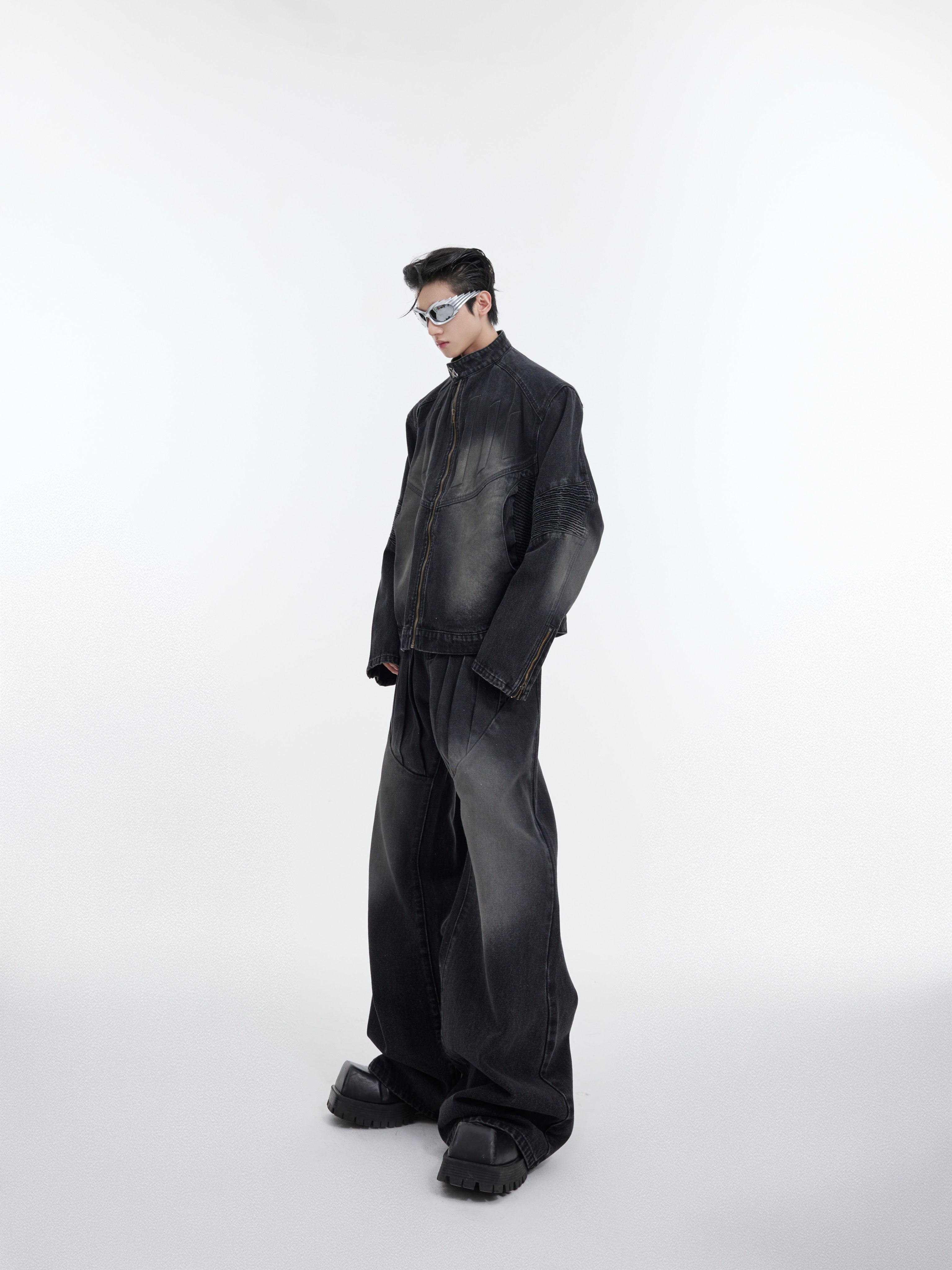 【24s January.】3D Relief Design Deconstructed Denim Suit-IYAMIUIO