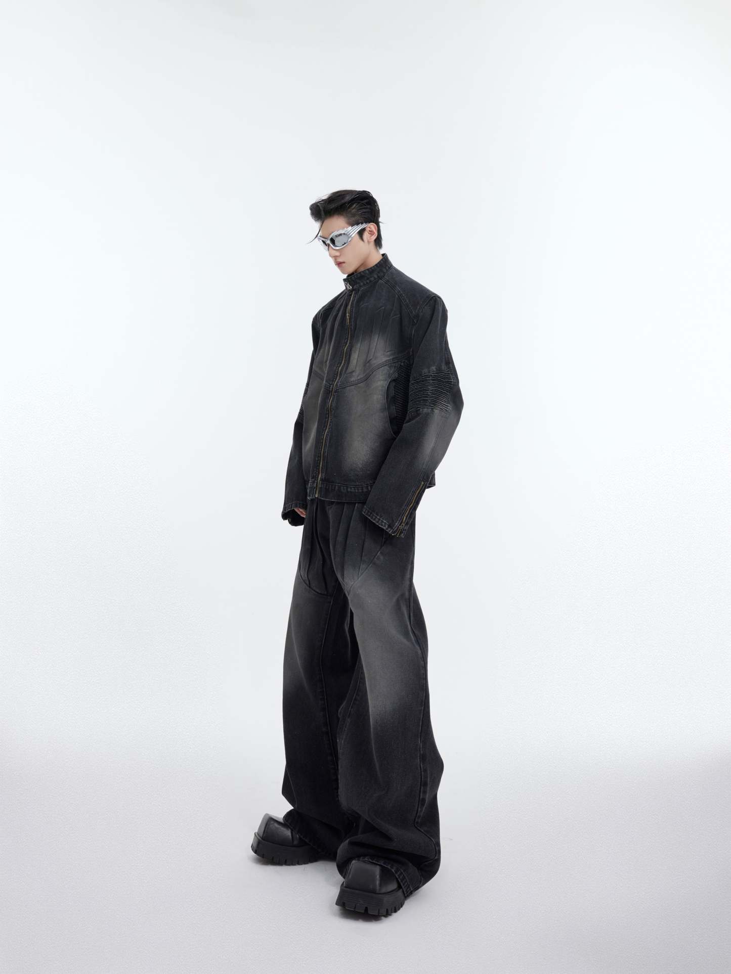 【24s January.】3D Relief Design Deconstructed Denim Suit-IYAMIUIO
