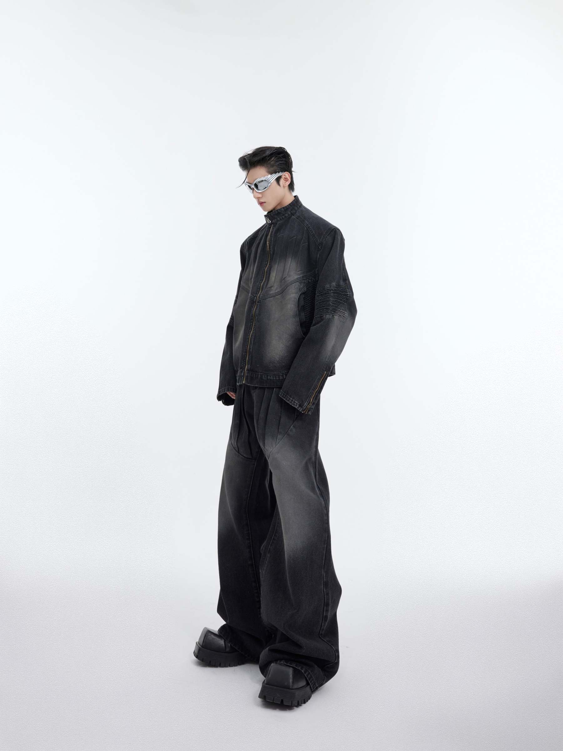 【24s January.】3D Relief Design Deconstructed Denim Suit-IYAMIUIO