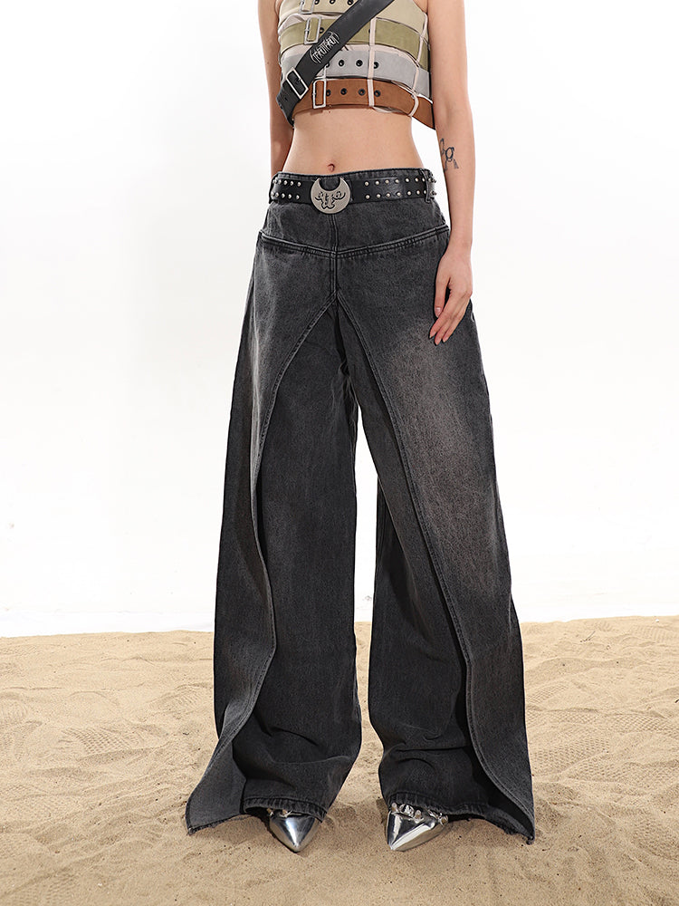 【24s January.】Fake Two-piece High-end Hot Girl Jeans Skirt-IYAMIUIO