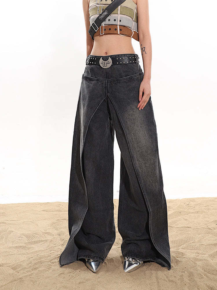 【24s January.】Fake Two-piece High-end Hot Girl Jeans Skirt-IYAMIUIO