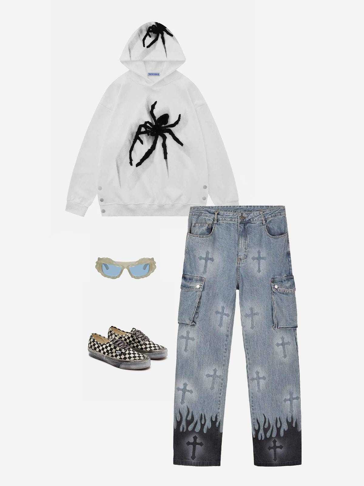 Aelfric Eden Spider Towel Embroidery Hoodie-IYAMIUIO