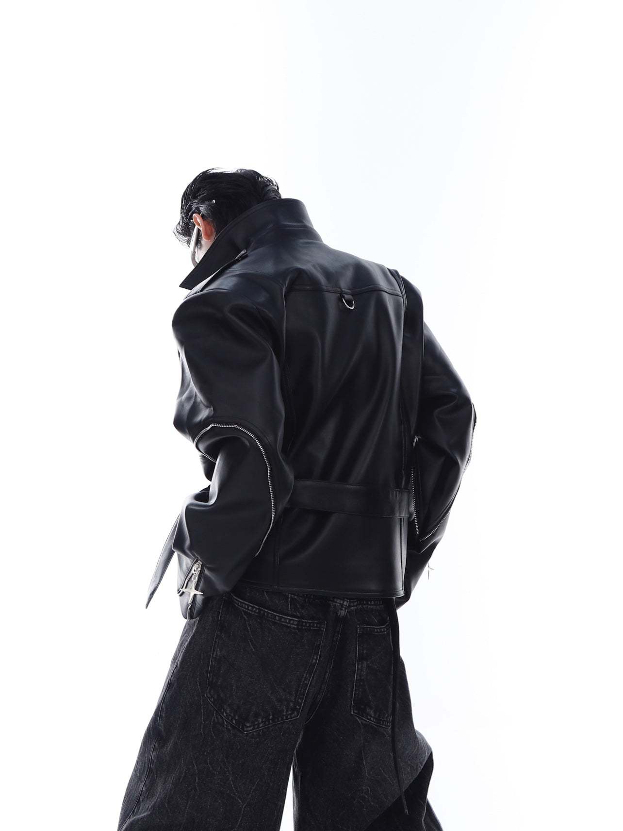 【23s Feb.】Zipped Surround PU Leather Jacket-IYAMIUIO