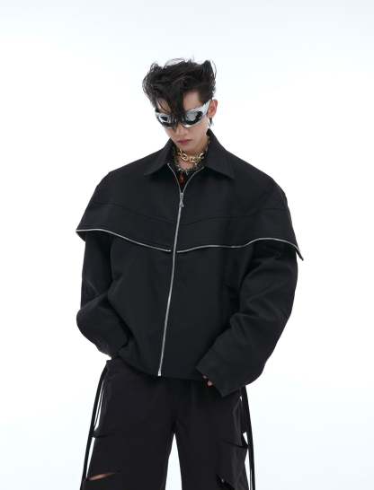 【24s Aug.】Deconstructed Metallic Cape Patchwork Jacket-IYAMIUIO