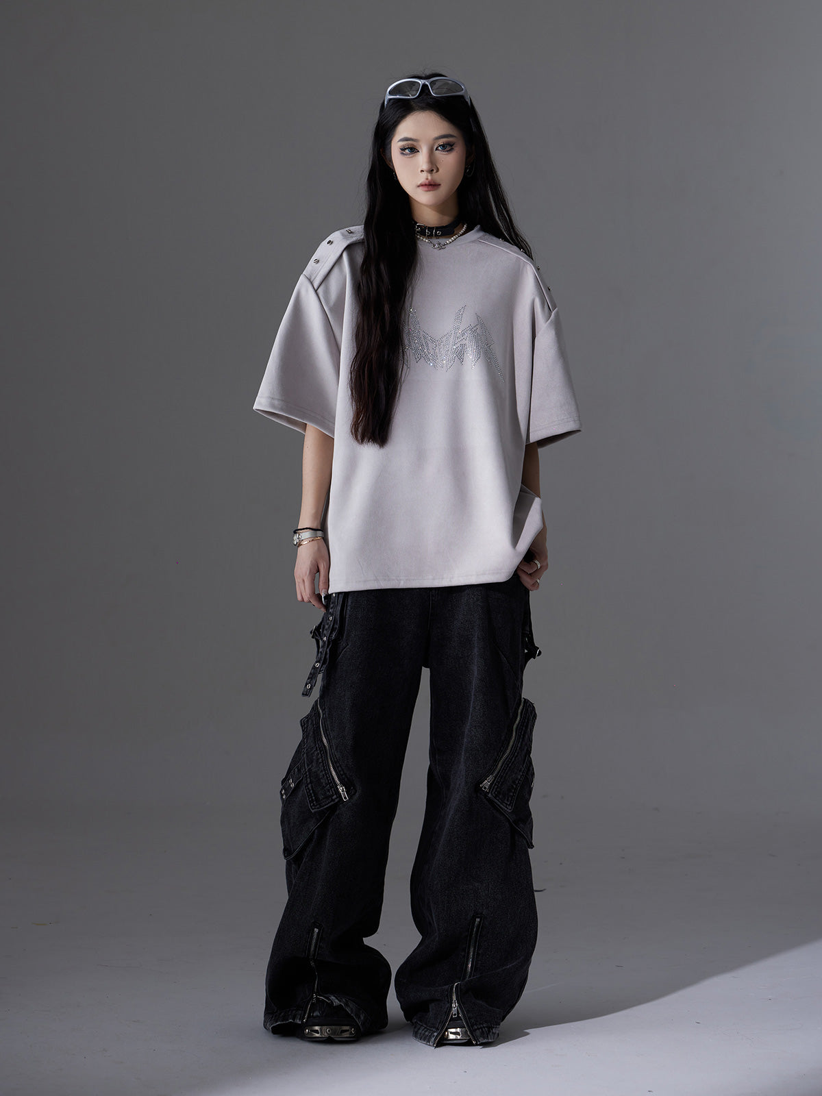 【24s June.】Patchwork Multi-pocket Cargo Jeans-IYAMIUIO