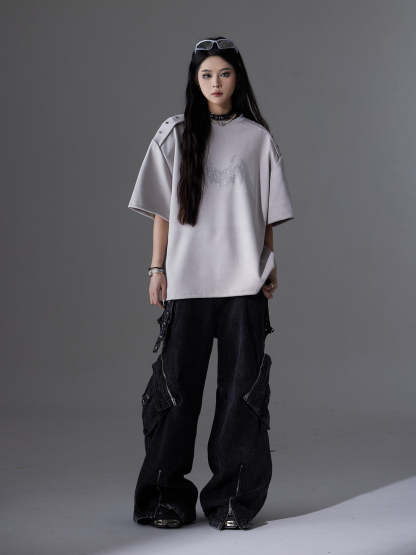 【24s June.】Patchwork Multi-pocket Cargo Jeans-IYAMIUIO