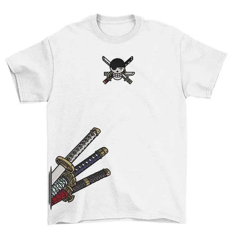 Zoro Swords Embroidery Print T-shirt - One Piece-IYAMIUIO