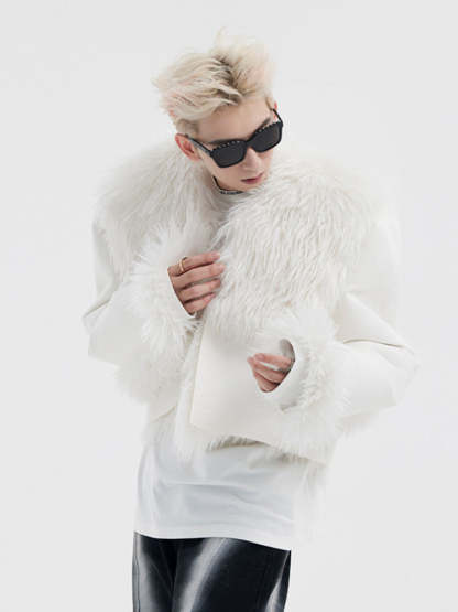 【24s January.】High Street Large Collar Short Plush Jacket-IYAMIUIO