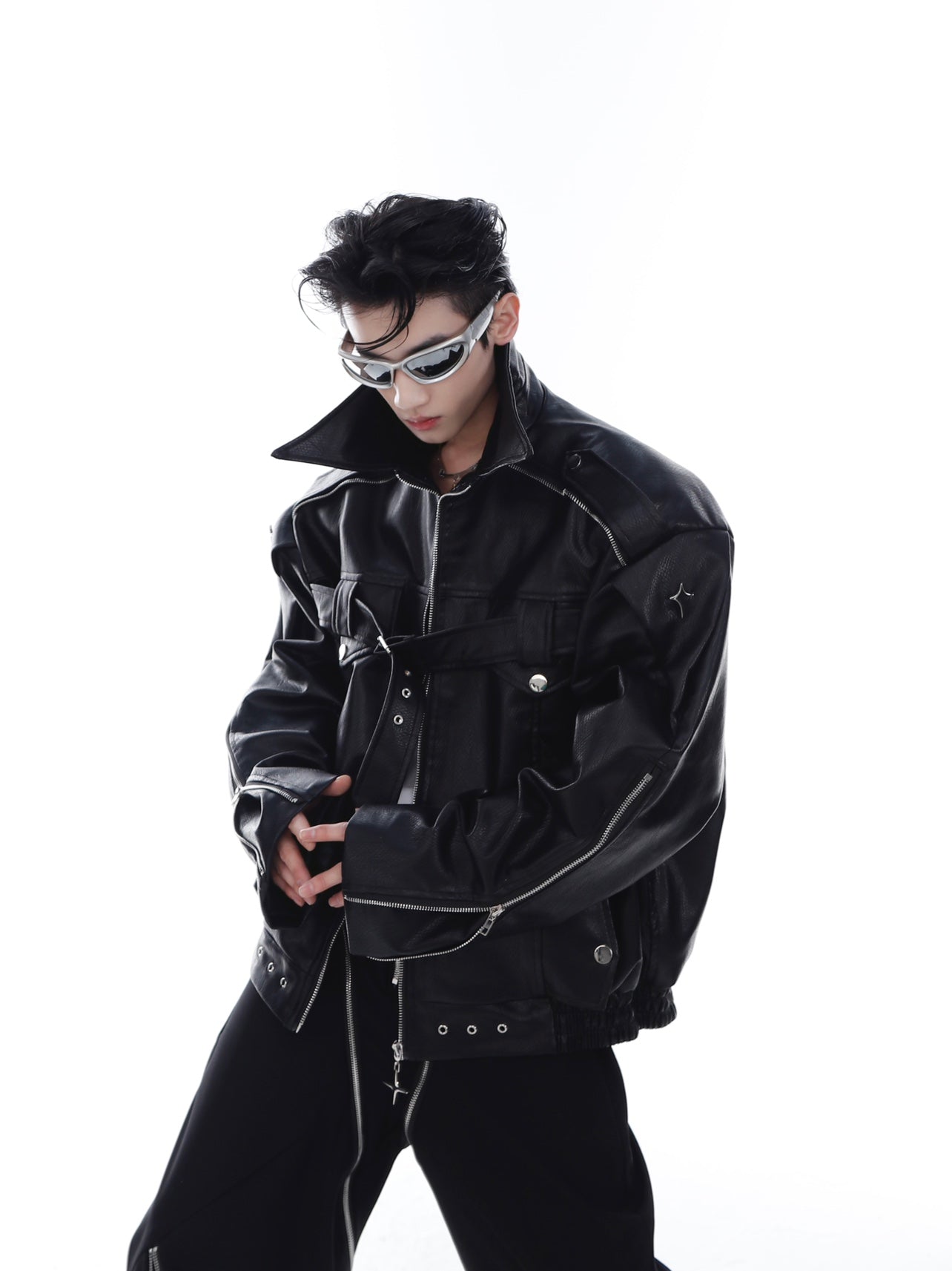 【23s Feb.】Button and Zip Leather Jacket-IYAMIUIO