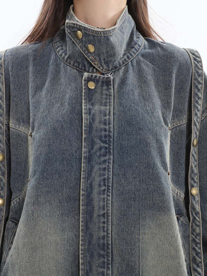 【23s August.】Vintage Distressed Denim Jackets-IYAMIUIO