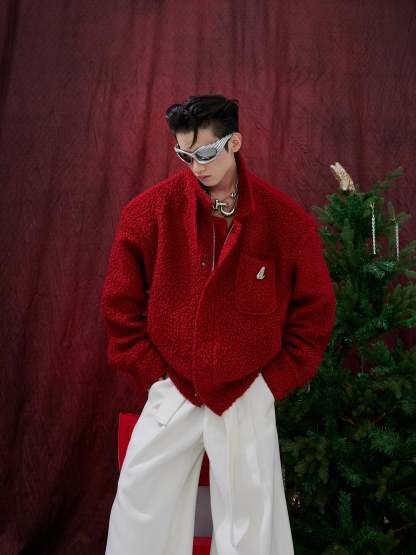 【24s January.】New Year Textured Wool Silhouette Short Jacket-IYAMIUIO