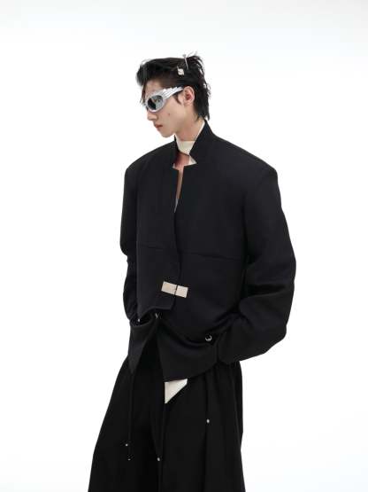 【24s Oct.】Niche Deconstructed Glittery Metal Buckle Suit Jacket-IYAMIUIO