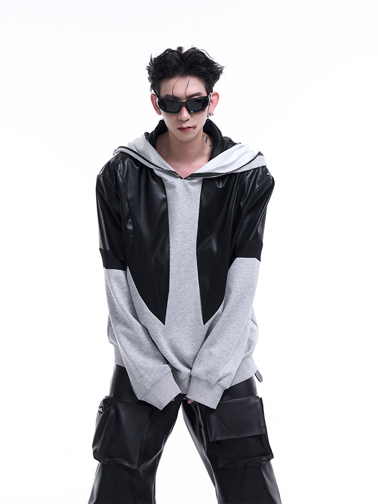 【24s Sep.】PU Leather Hoodie Jacket-IYAMIUIO