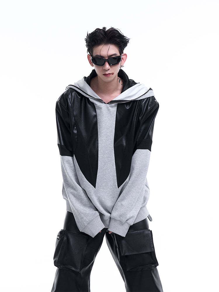 【24s Sep.】PU Leather Hoodie Jacket-IYAMIUIO