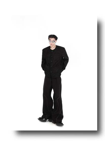 Collarless Suit Jacket-IYAMIUIO