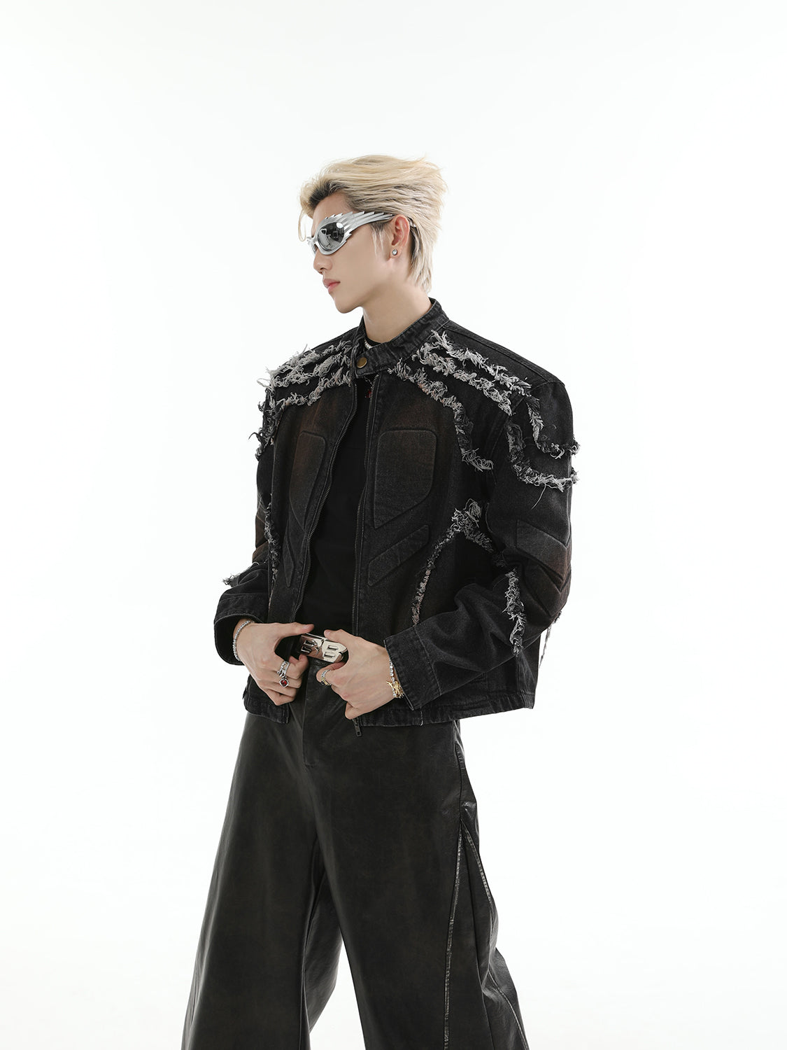 【24s Aug.】Washed Denim Jacket with Shoulder Pads-IYAMIUIO