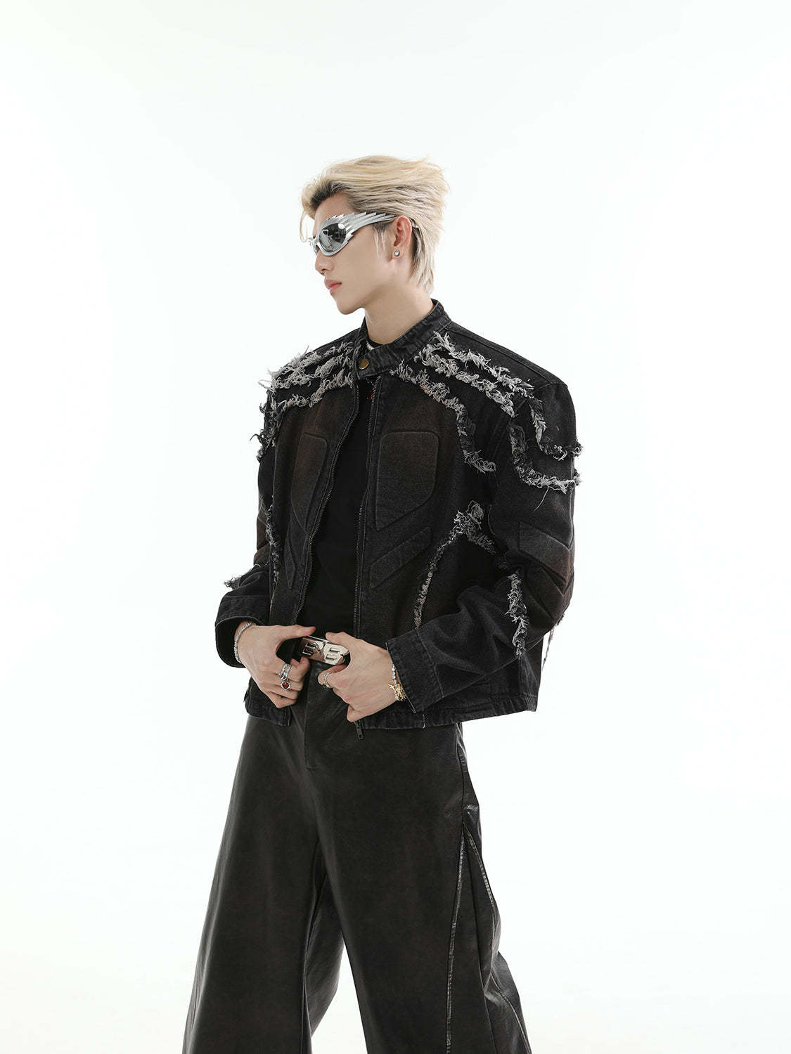 【24s Aug.】Washed Denim Jacket with Shoulder Pads-IYAMIUIO