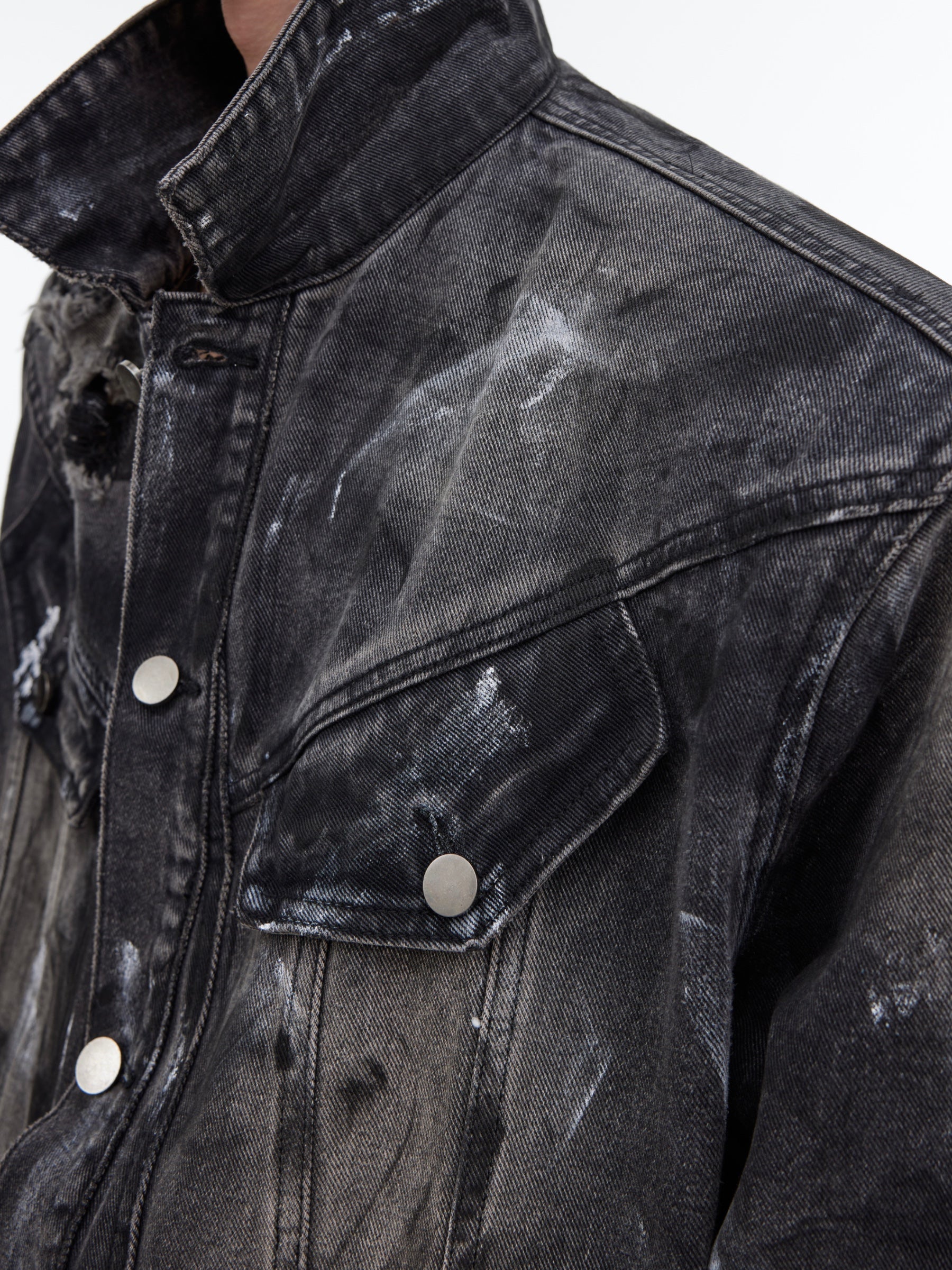 【23s October.】Hand-painted Distressed Short Denim Jacket-IYAMIUIO