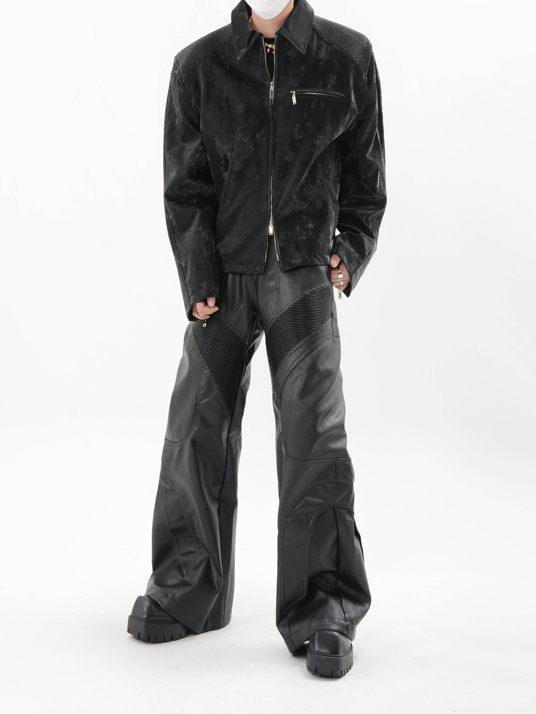 【24s Sep.】PU Leather Patchwork Jacket-IYAMIUIO