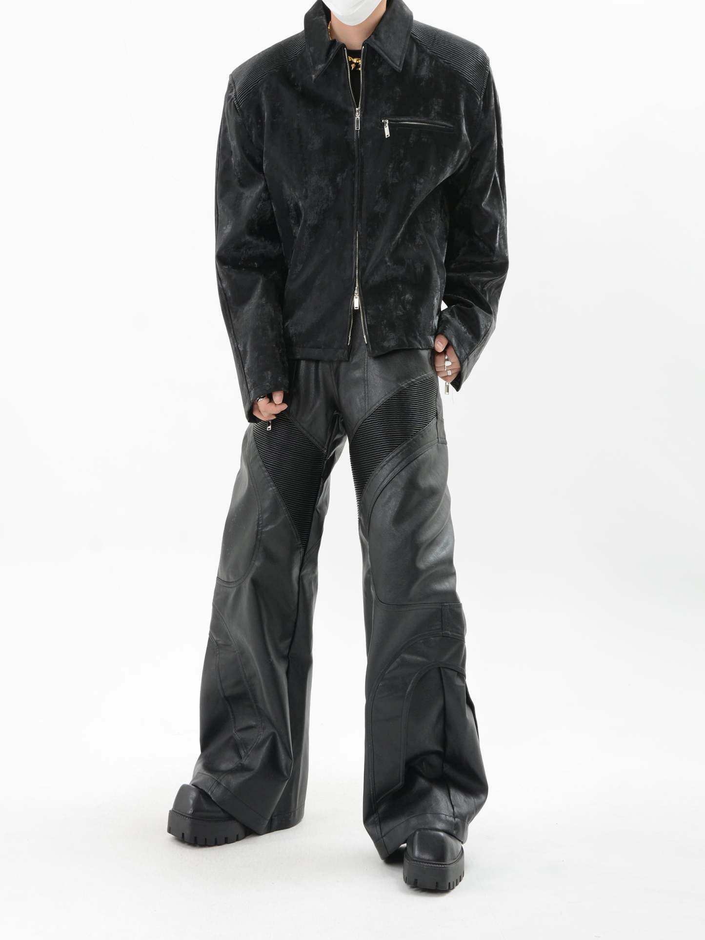 【24s Sep.】PU Leather Patchwork Jacket-IYAMIUIO