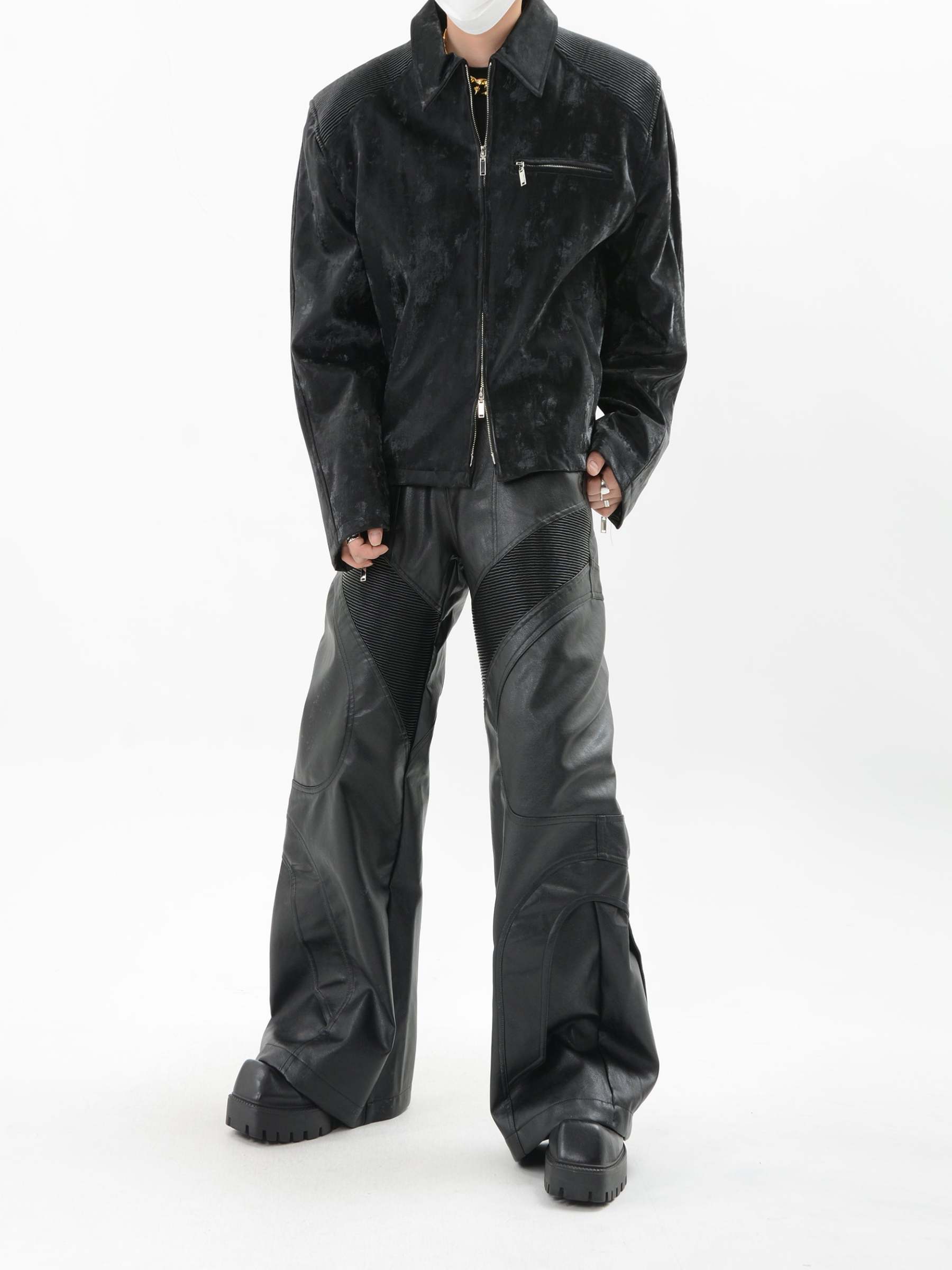 【24s Sep.】PU Leather Patchwork Jacket-IYAMIUIO