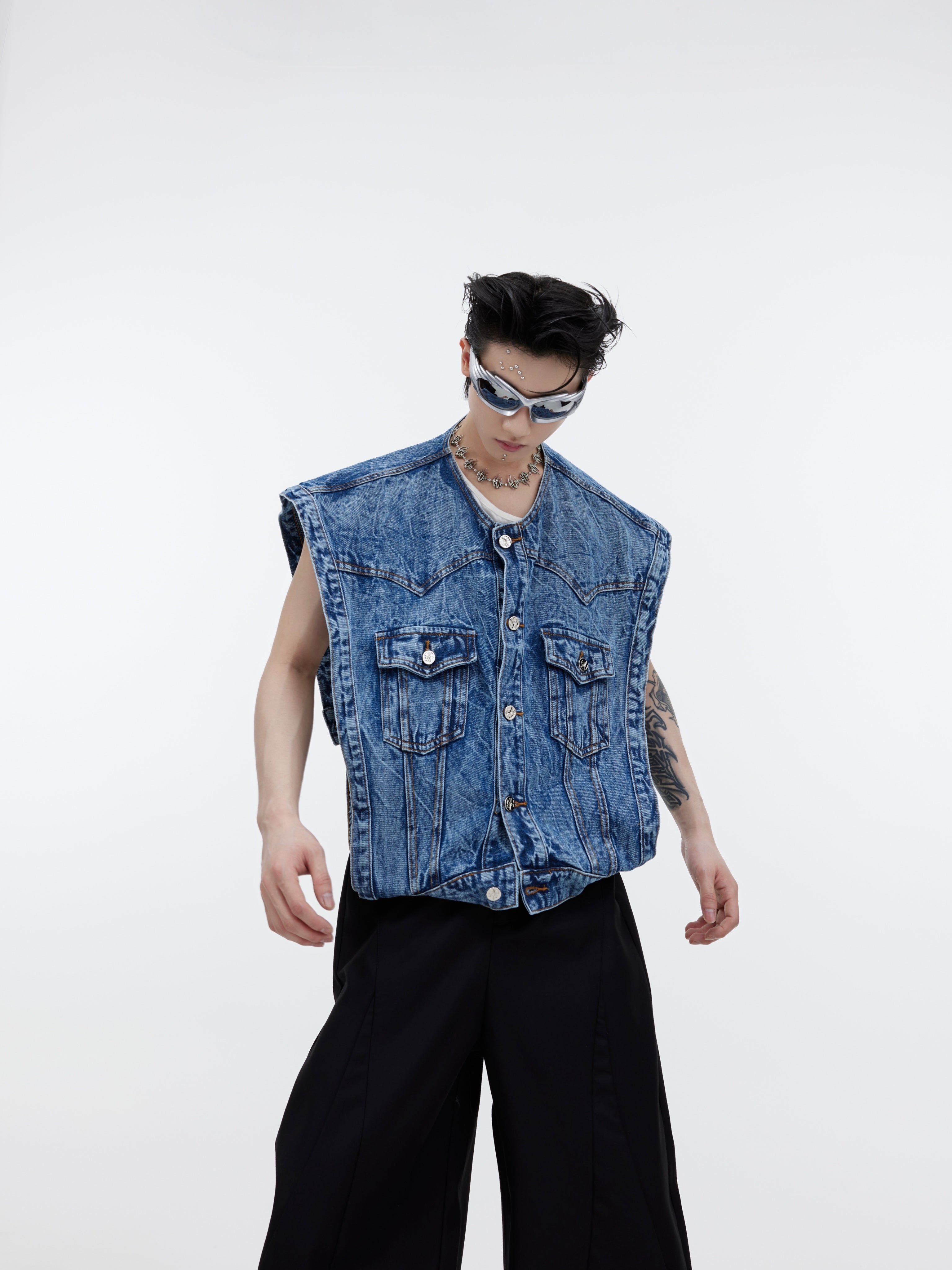 【23s September.】Detachable Two-piece Denim Vest-IYAMIUIO